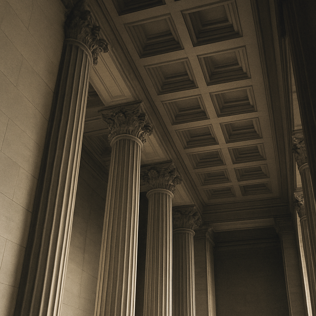 Classical colonnade of an institutional building